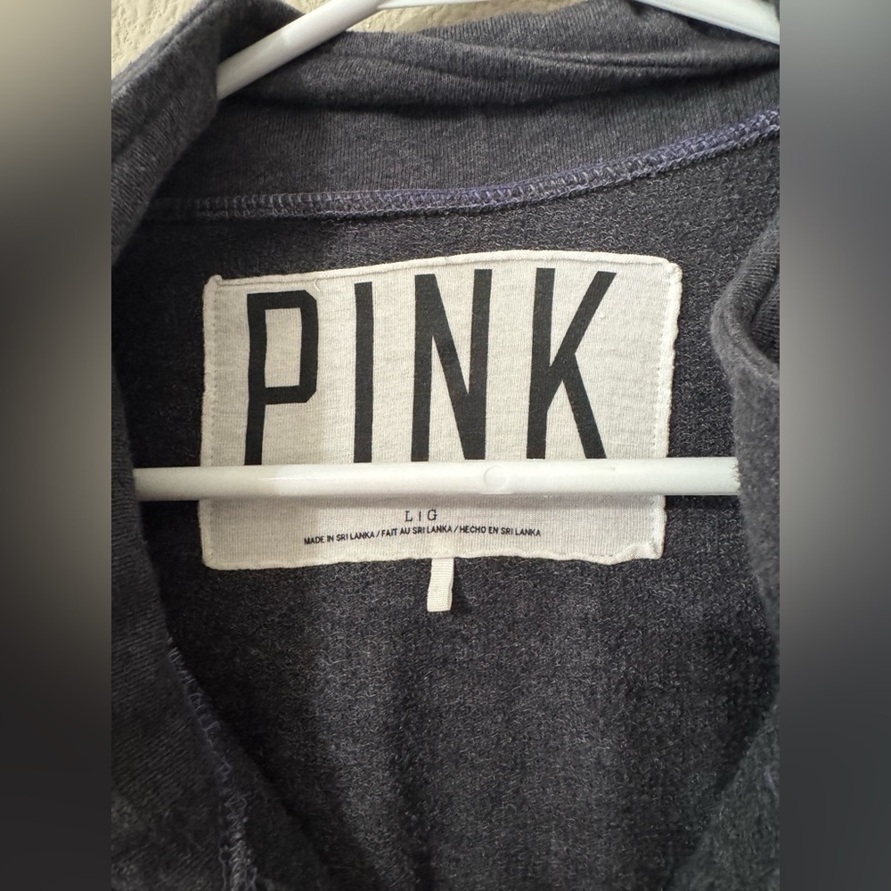 PINK Quarter-Zip Pullover in Charcoal - Picture 3 of 3